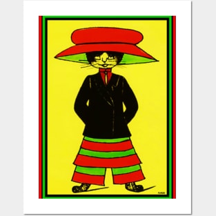 FASHIONISTA CAT IN THE RED HAT (BRITISH) Posters and Art